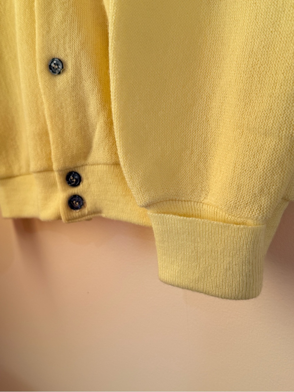 Lacoste Pale Yellow V-Neck Button Cardigan with Crocodile Logo - Picture 3 of 4